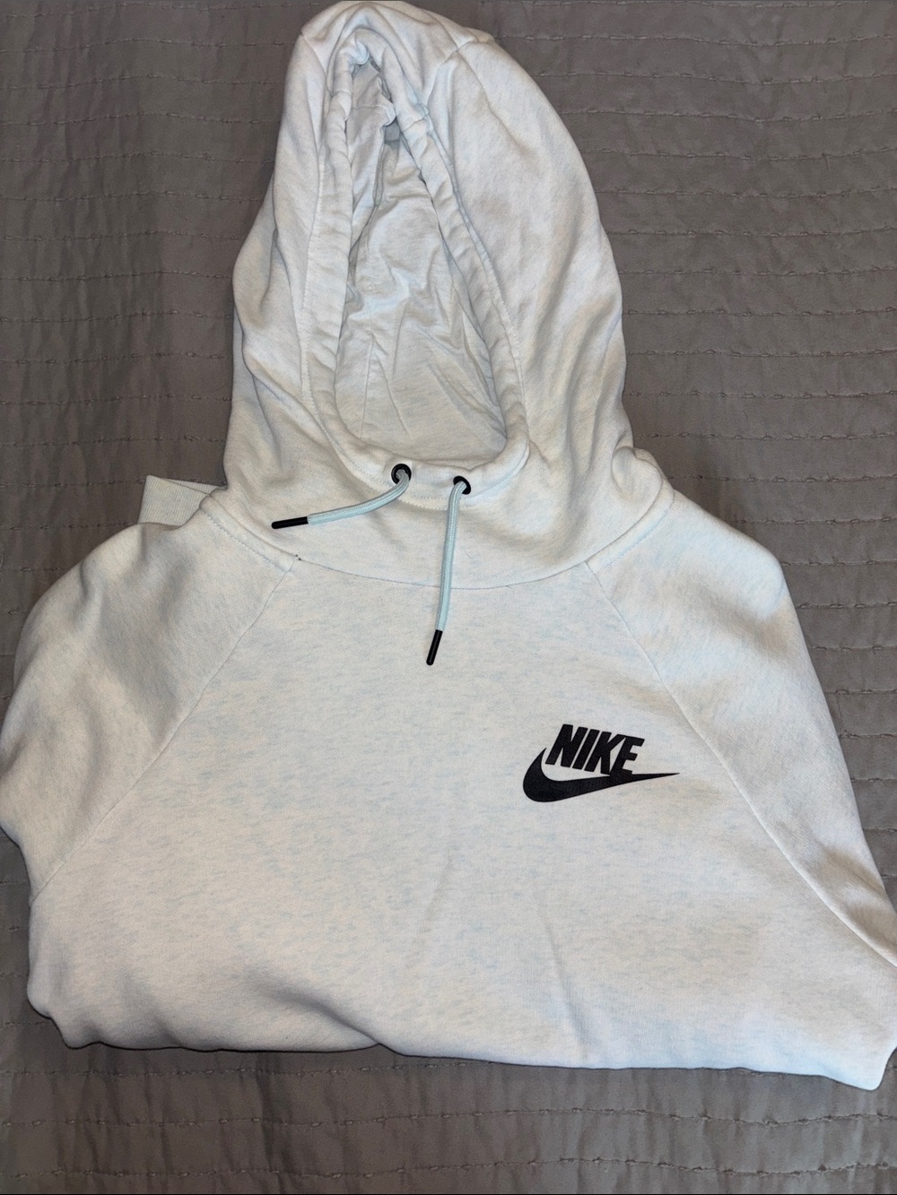Nike Light Blue Heather Hoodie with Black Swoosh